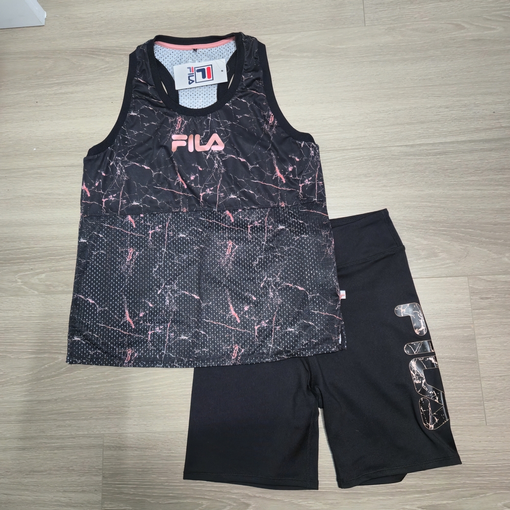 NWT Fila Black and Pink Athletic Set Size S Gym Activewear